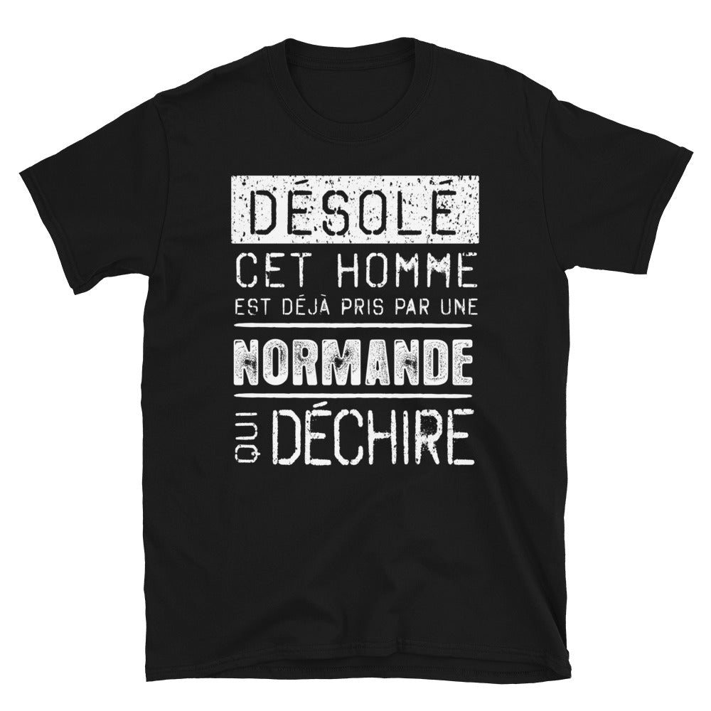 T-shirt Normande noir - Désolé ce mec est pris par une fille qui déchire