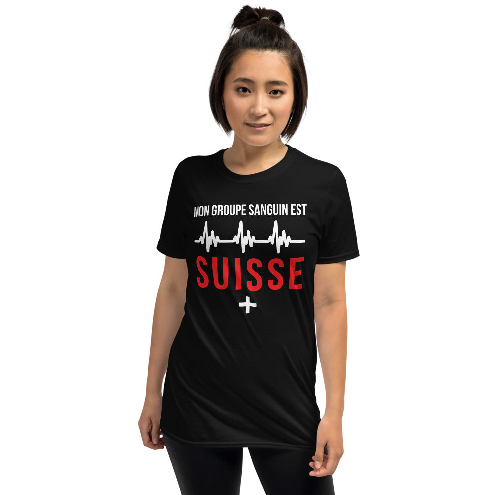 T-shirt Suisse marine - Groupe sanguin humoristique