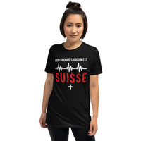 Thumbnail for T-shirt Suisse marine - Groupe sanguin humoristique