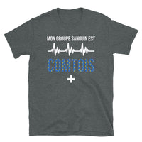 Thumbnail for T-shirt Franche-Comté gris foncé chiné - Fierté du groupe sanguin comtois
