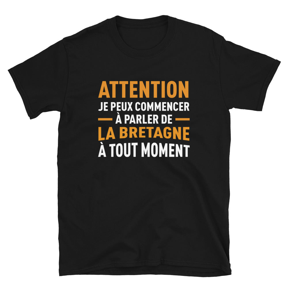 T-shirt Bretagne noir - Je peux parler de la Bretagne à tout moment