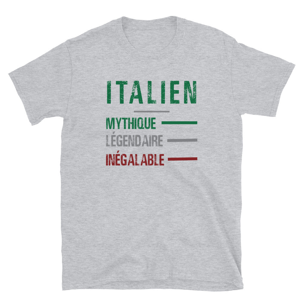 T-shirt Italie gris foncé chiné dos - Légendaire et inégalable