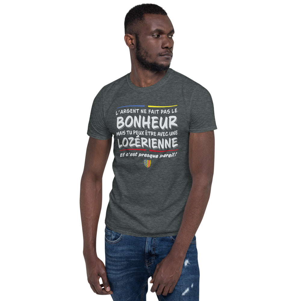 T-shirt Lozérienne noir dos - L'argent n'achète pas le bonheur