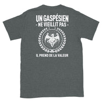 Thumbnail for T-shirt Gaspésien gris sport dos - Fierté et humour local