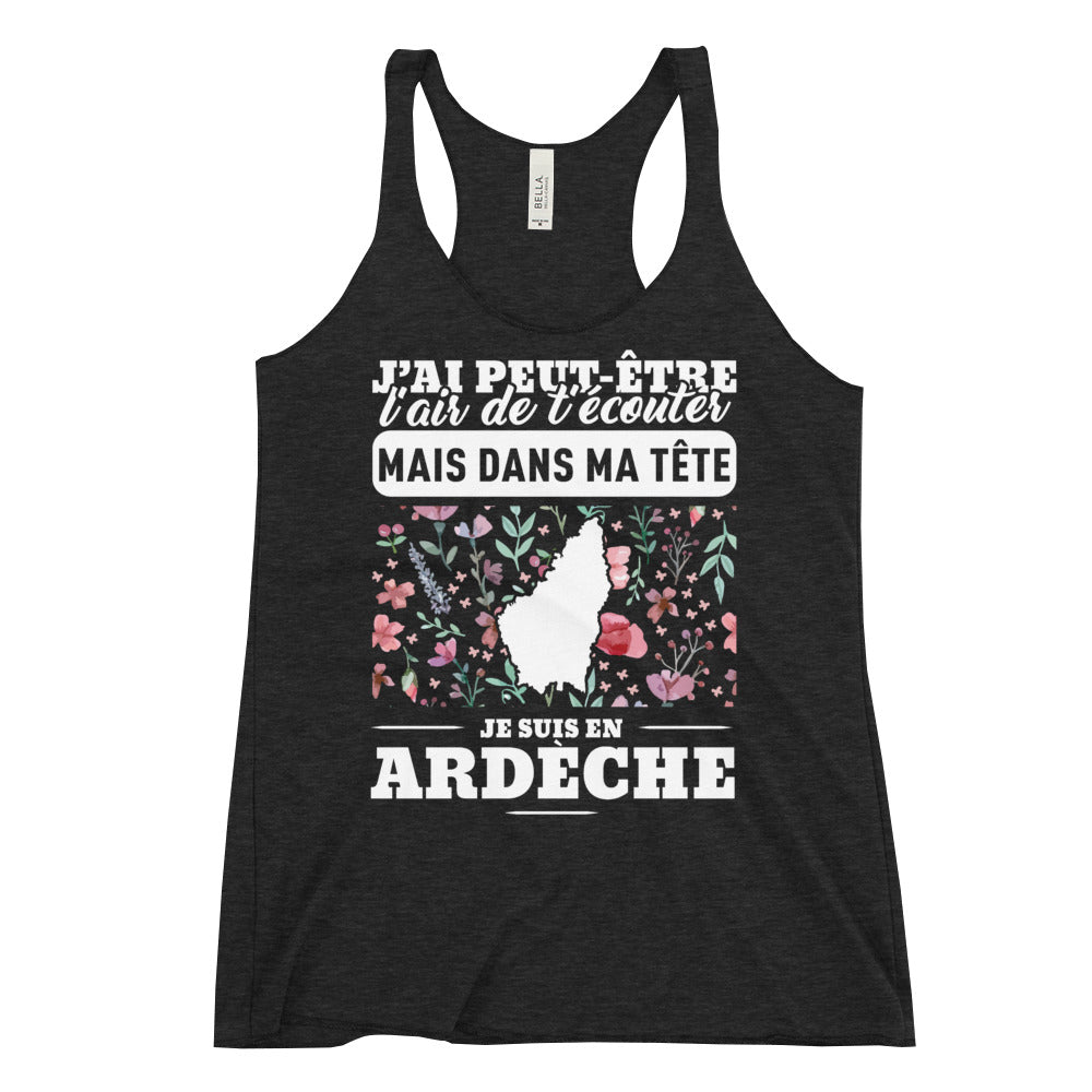 Dans ma tête  Ardèche - Débardeur à Dos Nageur pour Femme - Ici & Là - T-shirts & Souvenirs de chez toi