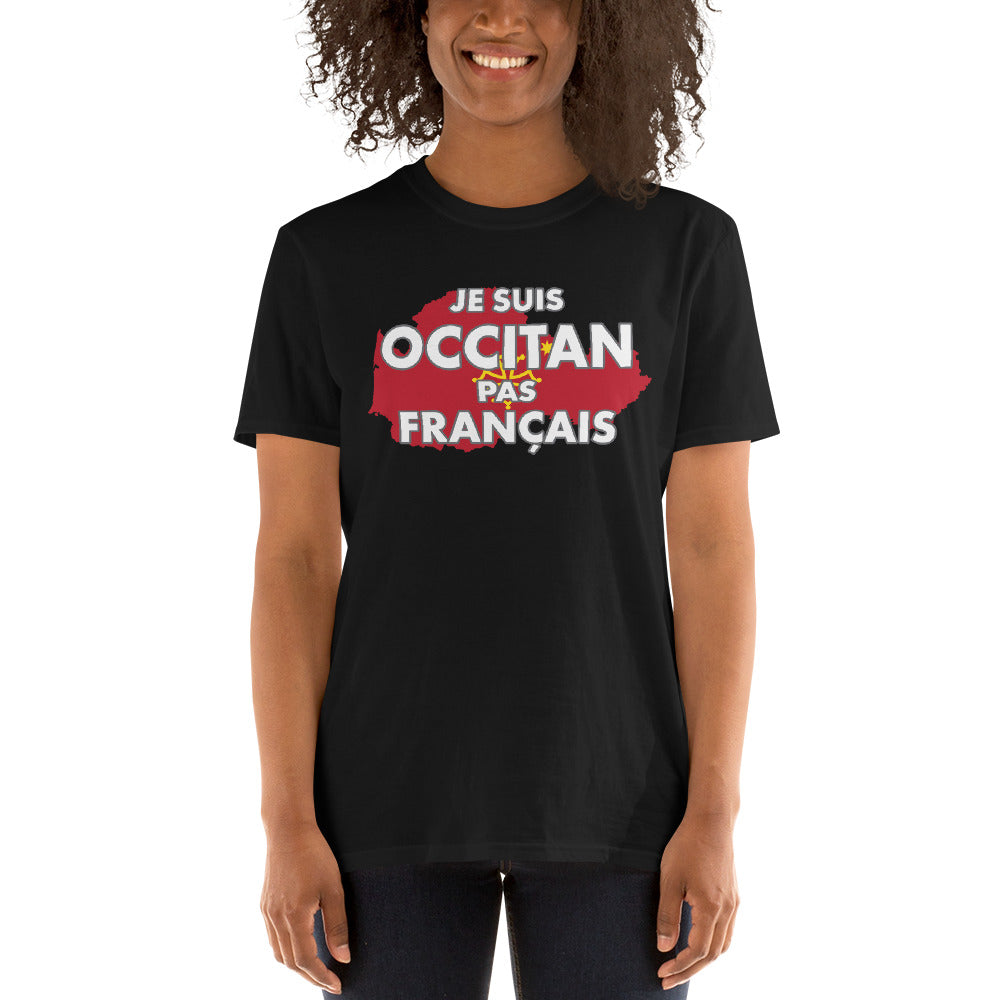 T-shirt Occitan marine dos - Occitan pas Français avec drapeau