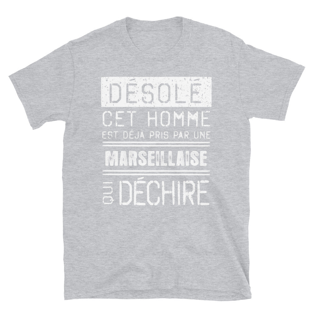 T-shirt Marseille bleu marine dos - Désolé ce mec est pris par une fille