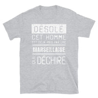 Thumbnail for T-shirt Marseille bleu marine dos - Désolé ce mec est pris par une fille
