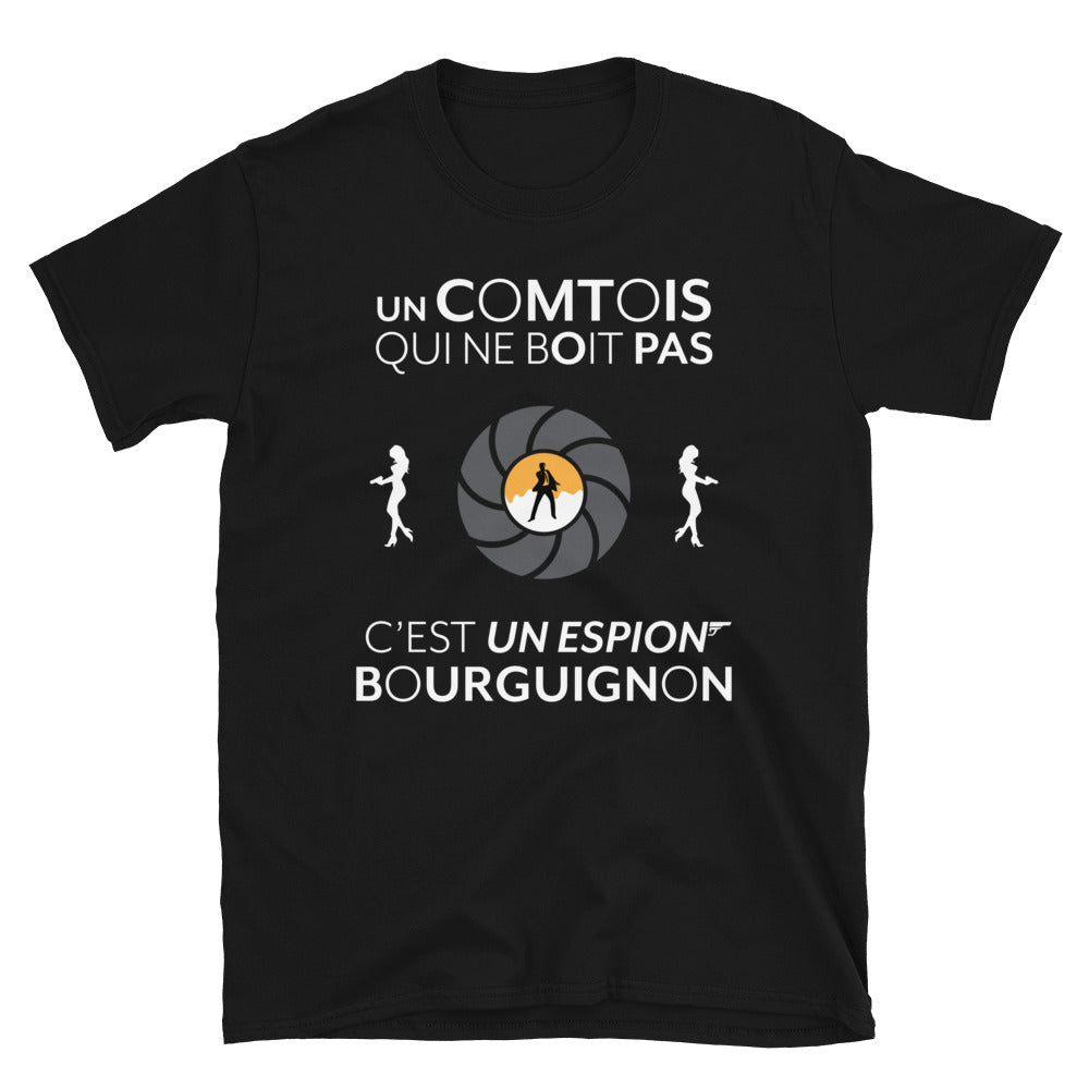 T-shirt Franc-Comté noir - Le Franc-comtois qui ne boit pas c'est un espion
