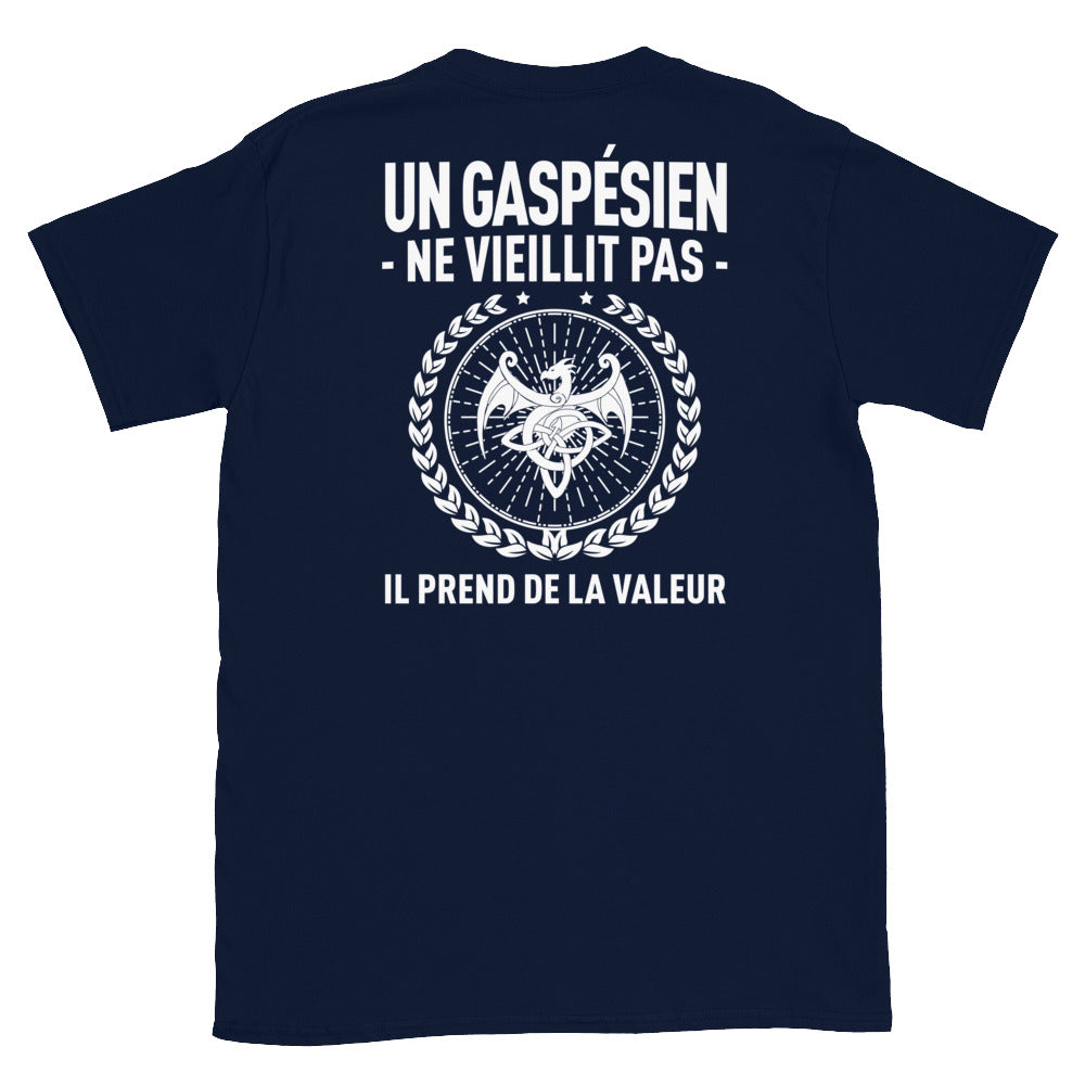 T-shirt Gaspésien gris foncé dos - Fierté et humour local