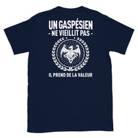 Thumbnail for T-shirt Gaspésien gris foncé dos - Fierté et humour local