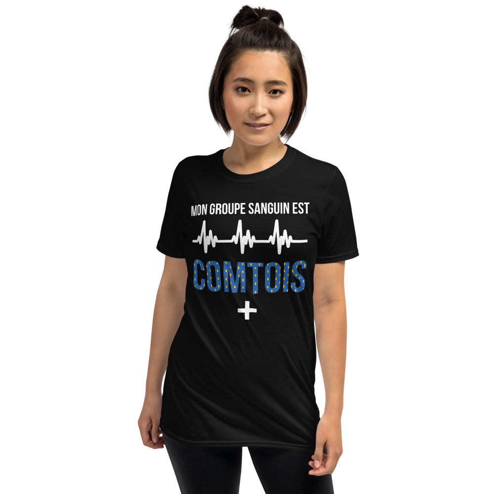 T-shirt Franche-Comté marine - Fierté du groupe sanguin comtois