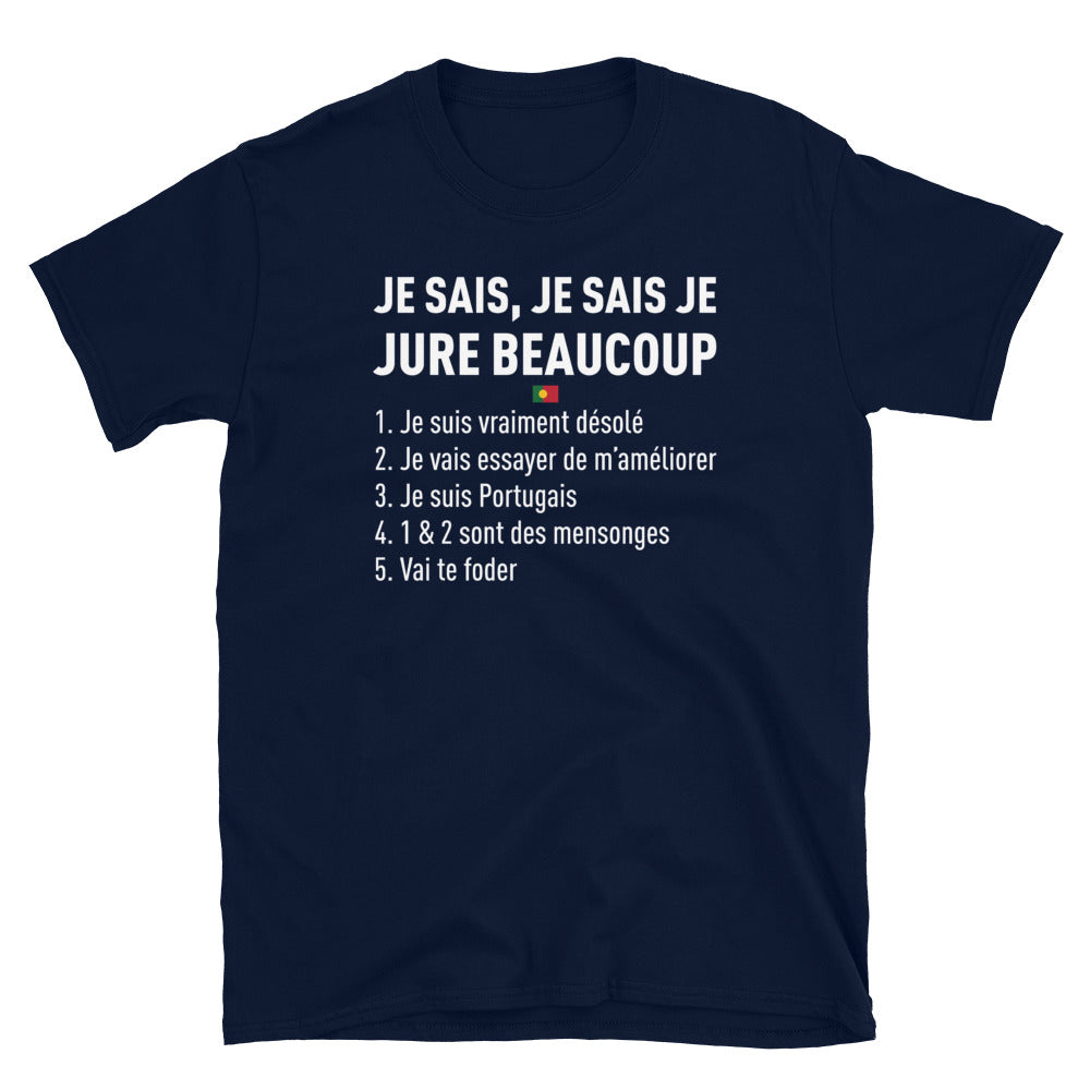 T-shirt Portugal noir dos - Je jure beaucoup avec humour