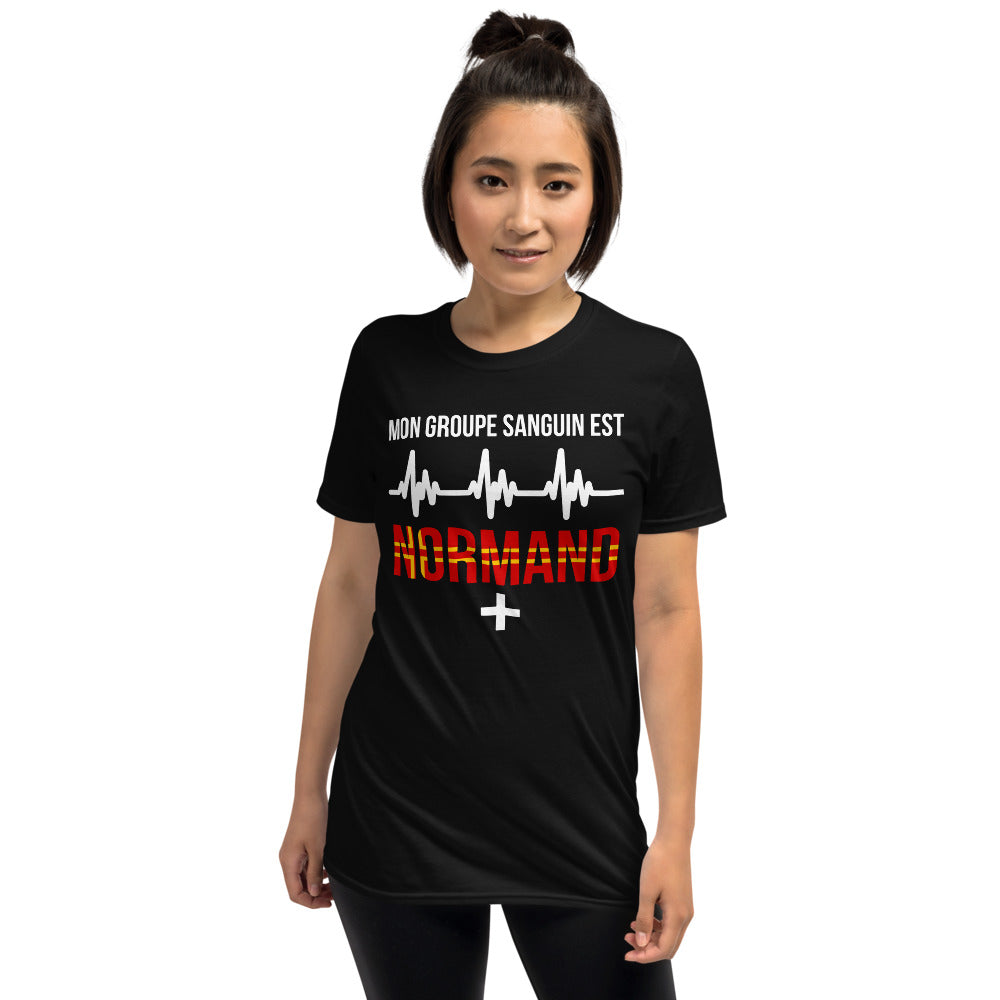 T-shirt Normand marine - Mon groupe sanguin : Normand plus