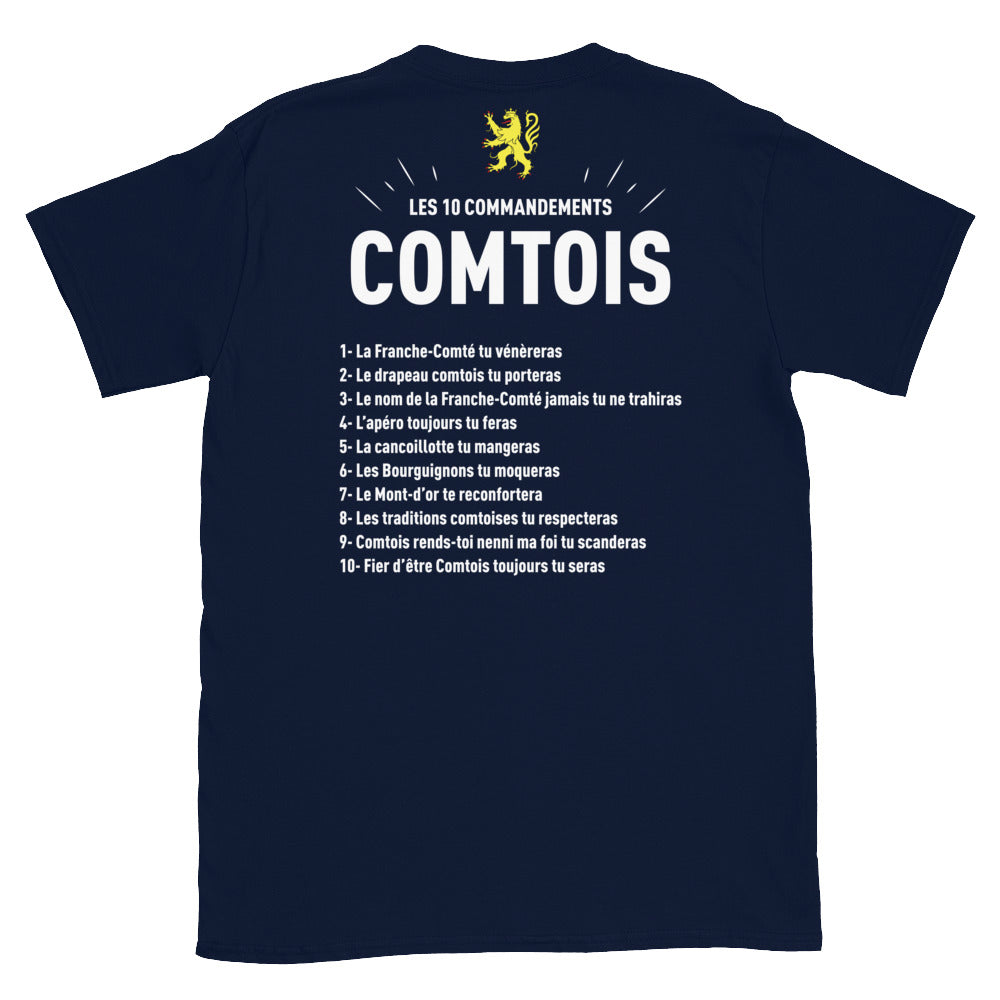 T-shirt France-Comté gris foncé dos - Les 10 commandements comtois