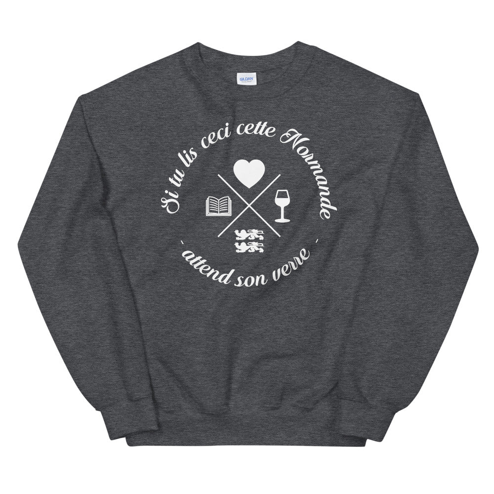 Sweatshirt Normande noir dos - Attente humoristique du verre