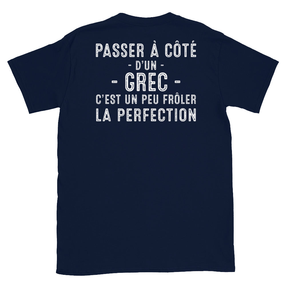 T-shirt Grèce bleu marine dos - Frôler la perfection avec humour