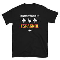 Thumbnail for T-shirt Espagne noir - Groupe sanguin avec humour