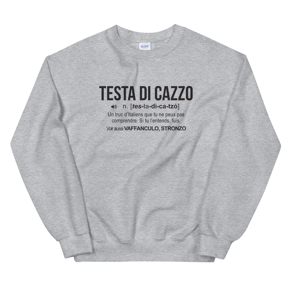 Sweatshirt Italie blanc - Testa Di Cazzo avec humour
