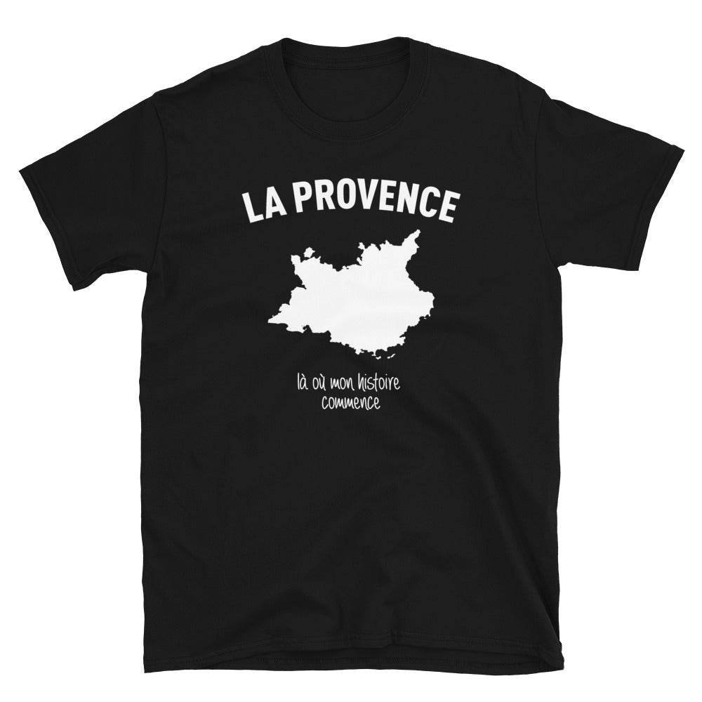T-shirt Provence noir - Mon histoire commence avec humour