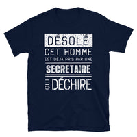 Thumbnail for T-shirt humour noir dos - Désolé ce mec est pris par une fille qui déchire