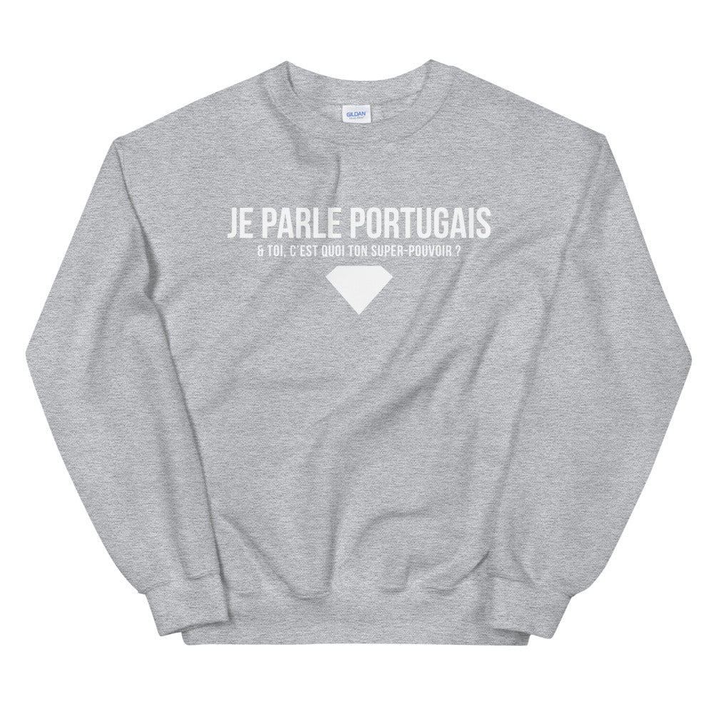Sweatshirt Portugal gris sport dos - Parle avec fierté