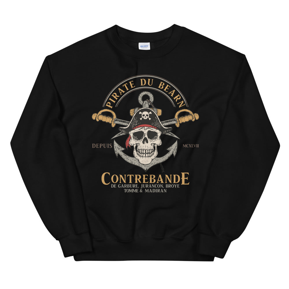 Sweatshirt Béarn noir - Design pirate audacieux