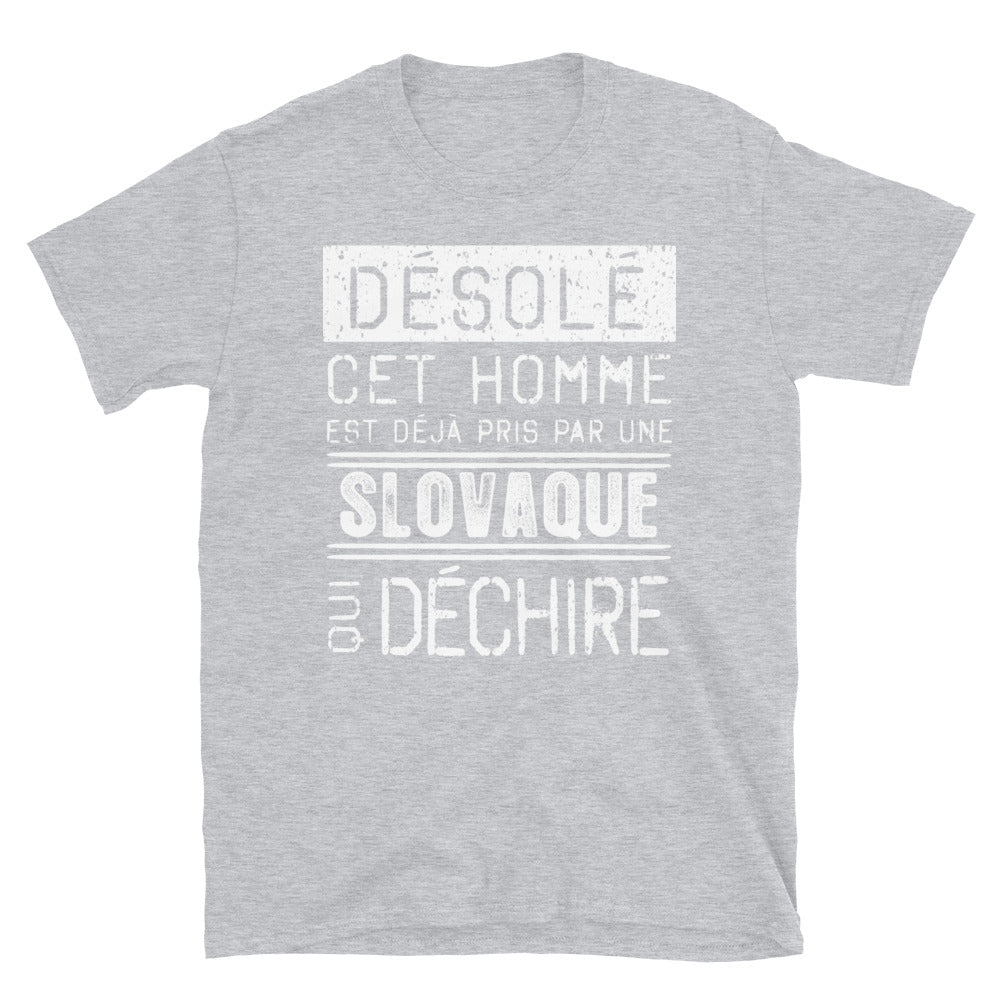 T-shirt Slovaque bleu marine dos - Désolé ce mec est pris par une fille qui déchire