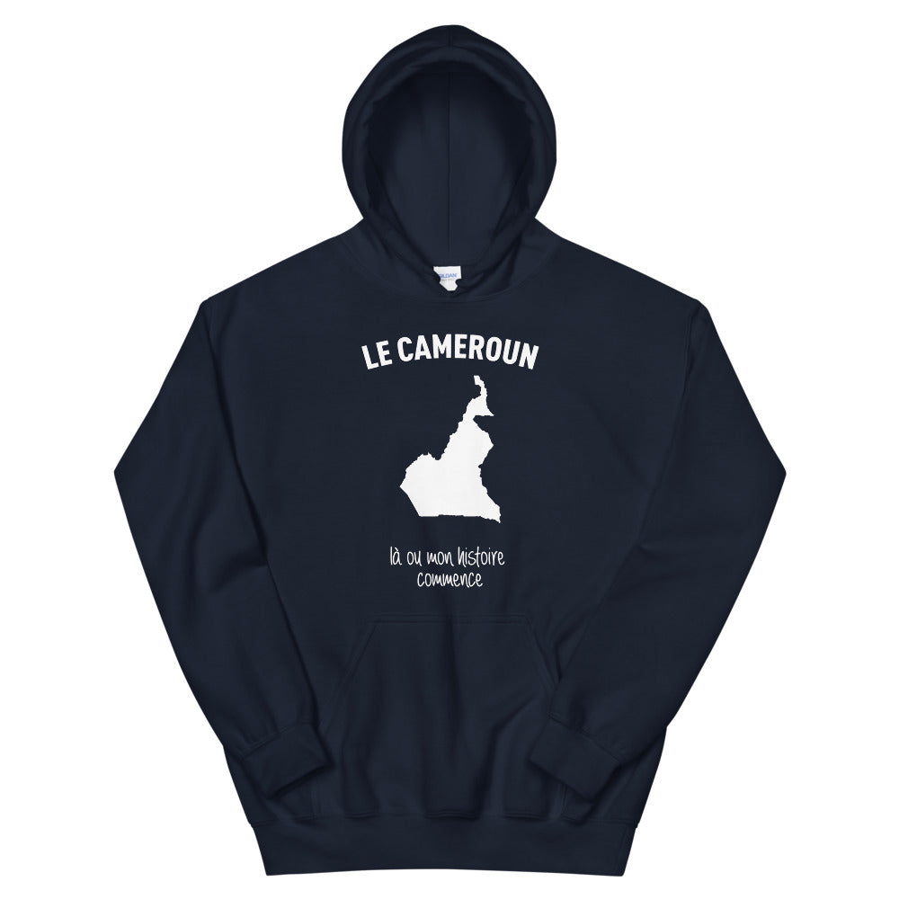 Sweatshirt Cameroun noir dos - Mon histoire commence ici