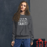 Thumbnail for Sweatshirt Tahiti bleu marine - La vie est plus belle à Tahiti