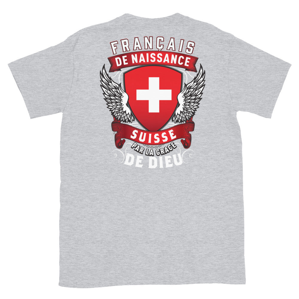 T-shirt Suisse gris sportif - Français, Belge, Suisse, Canadien de naissance