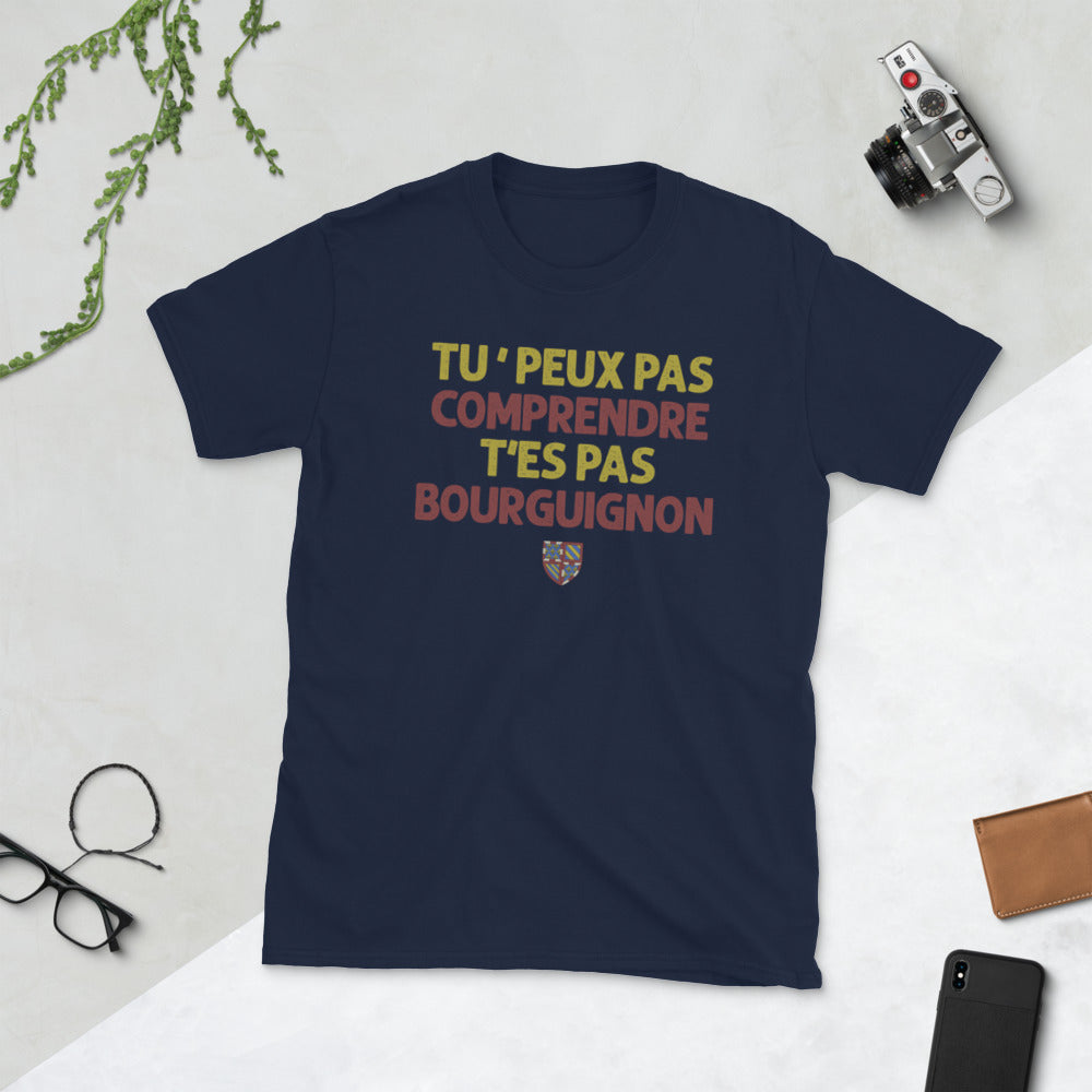 T-shirt Bourgogne bleu marine dos - Tu ne peux pas comprendre t'es pas bourguignon