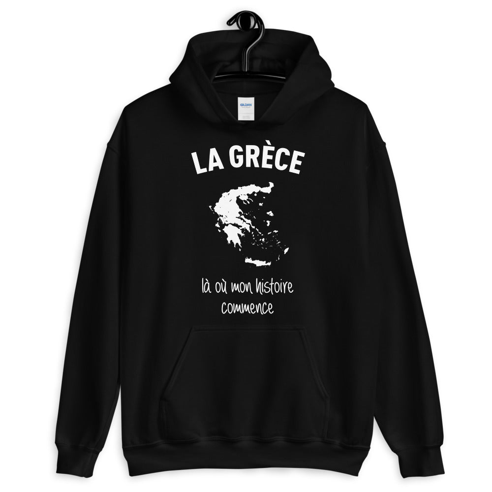 Sweatshirt Grèce noir - Mon histoire commence ici