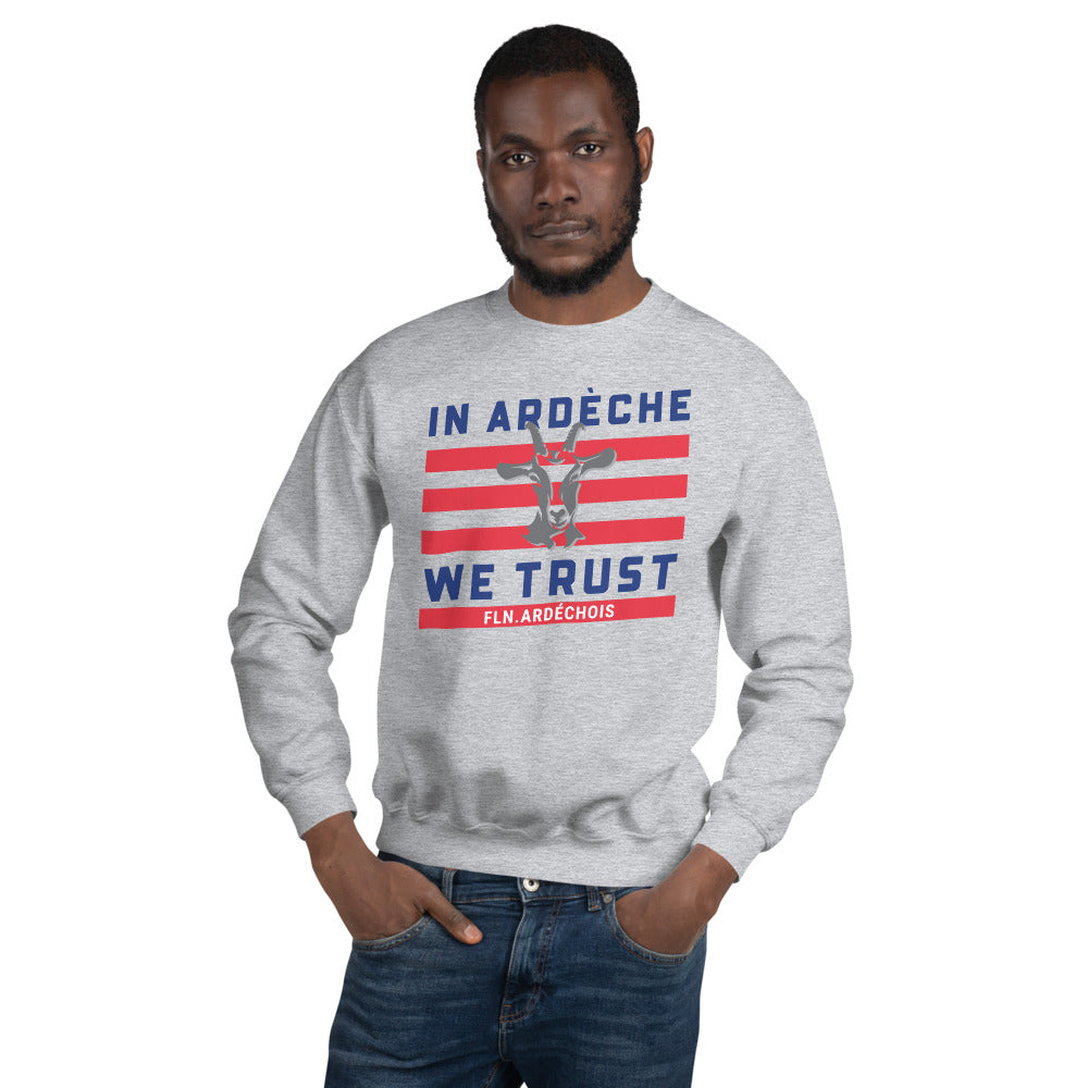 Sweatshirt Ardèche blanc dos - In Ardèche we trust