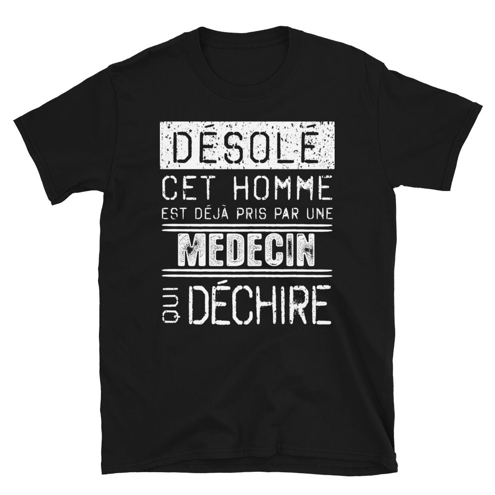 T-shirt humour noir - Désolé ce mec est pris par une fille