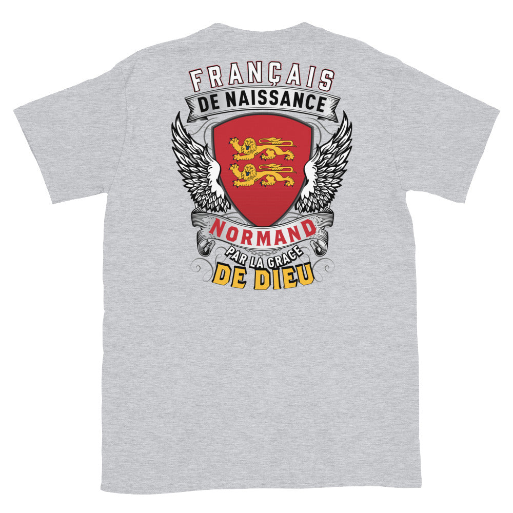 T-shirt Normand bleu marine dos - Français de Naissance, Normand par la grace de Dieu