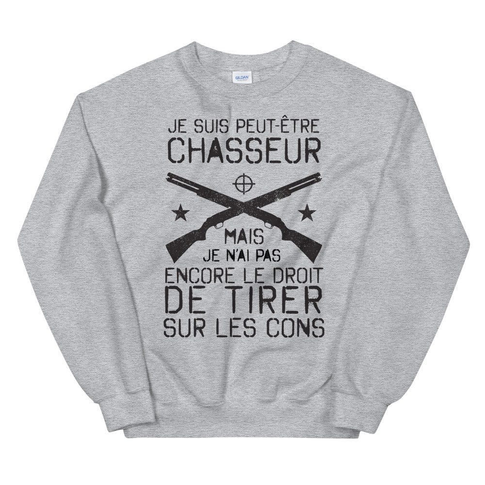 Sweatshirt Chasseurs gris sport dos - texte humoristique sur les chasseurs