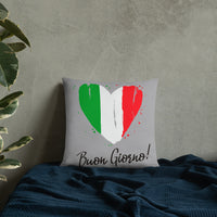 Thumbnail for Coeur au couleur du drapeau Italien - Coussin imprimé bongiorno - Ici & Là - T-shirts & Souvenirs de chez toi