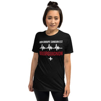 Thumbnail for T-shirt Bourgogne gris foncé chiné - Groupe sanguin humoristique