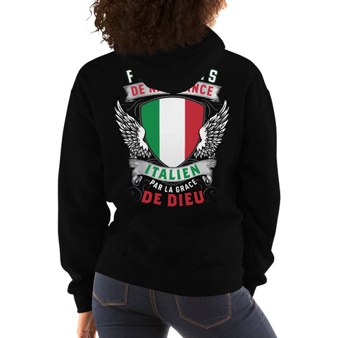 Italien Par la Grâce de Dieu - Sweatshirt à capuche IMPRESSION DOS - Ici & Là - T-shirts & Souvenirs de chez toi