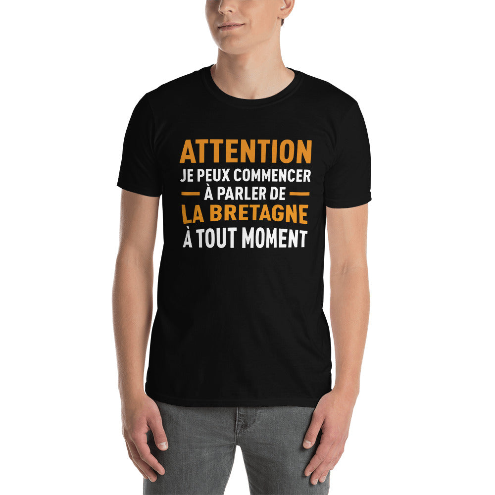 T-shirt Bretagne noir dos - Je peux parler de la Bretagne à tout moment