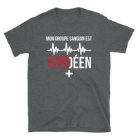 Thumbnail for T-shirt Vendée bleu marine dos - Mon groupe sanguin est Vendéen Plus +