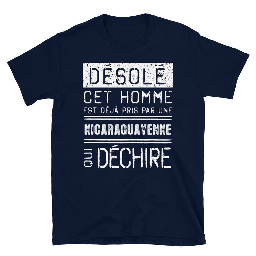 T-shirt Nicaragua noir dos - Désolé ce mec est pris par une fille qui déchire