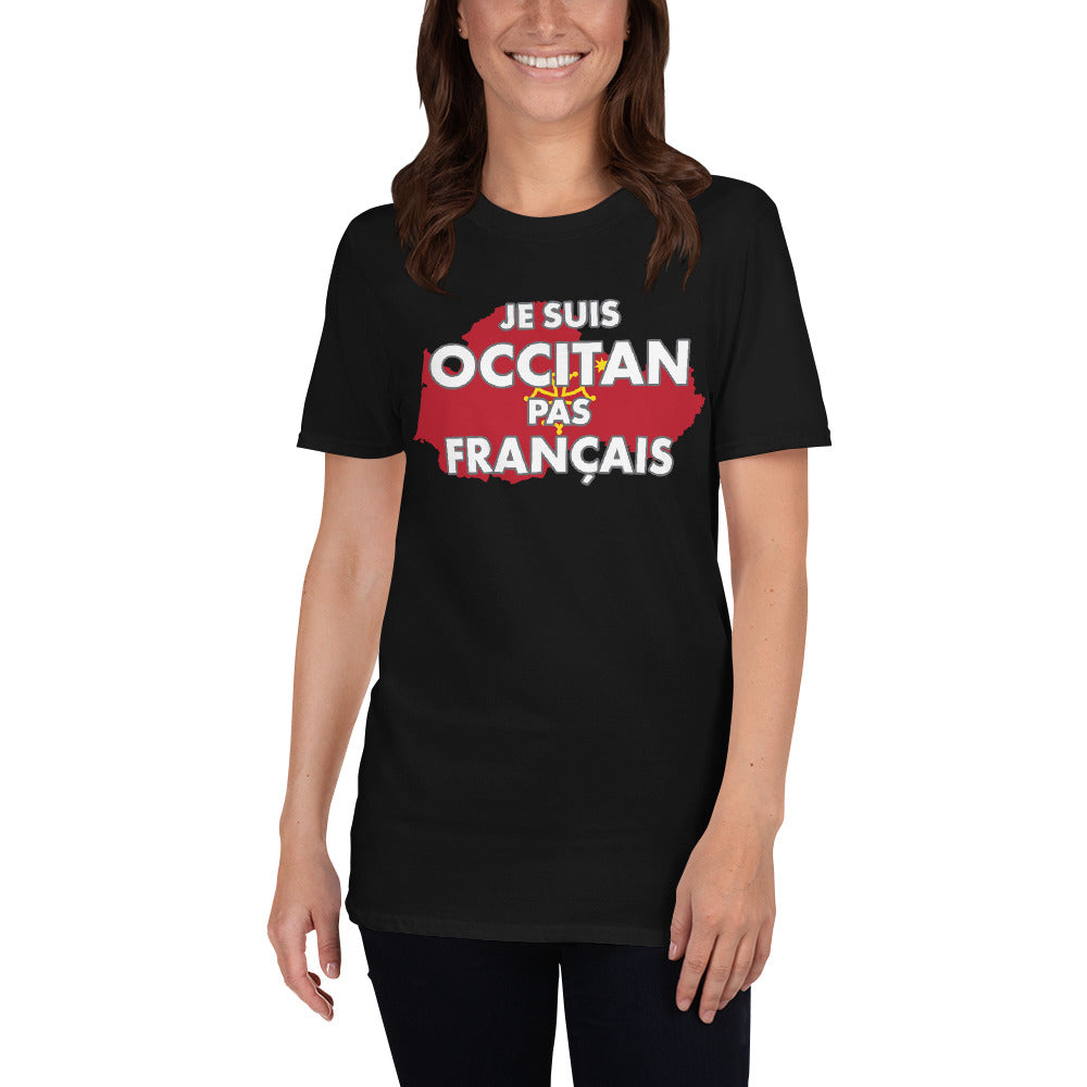 T-shirt Occitan marine - Occitan pas Français avec drapeau