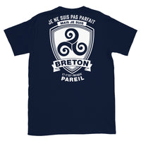 Thumbnail for T-shirt Bretagne bleu marine dos - Je ne suis pas parfait mais je suis breton