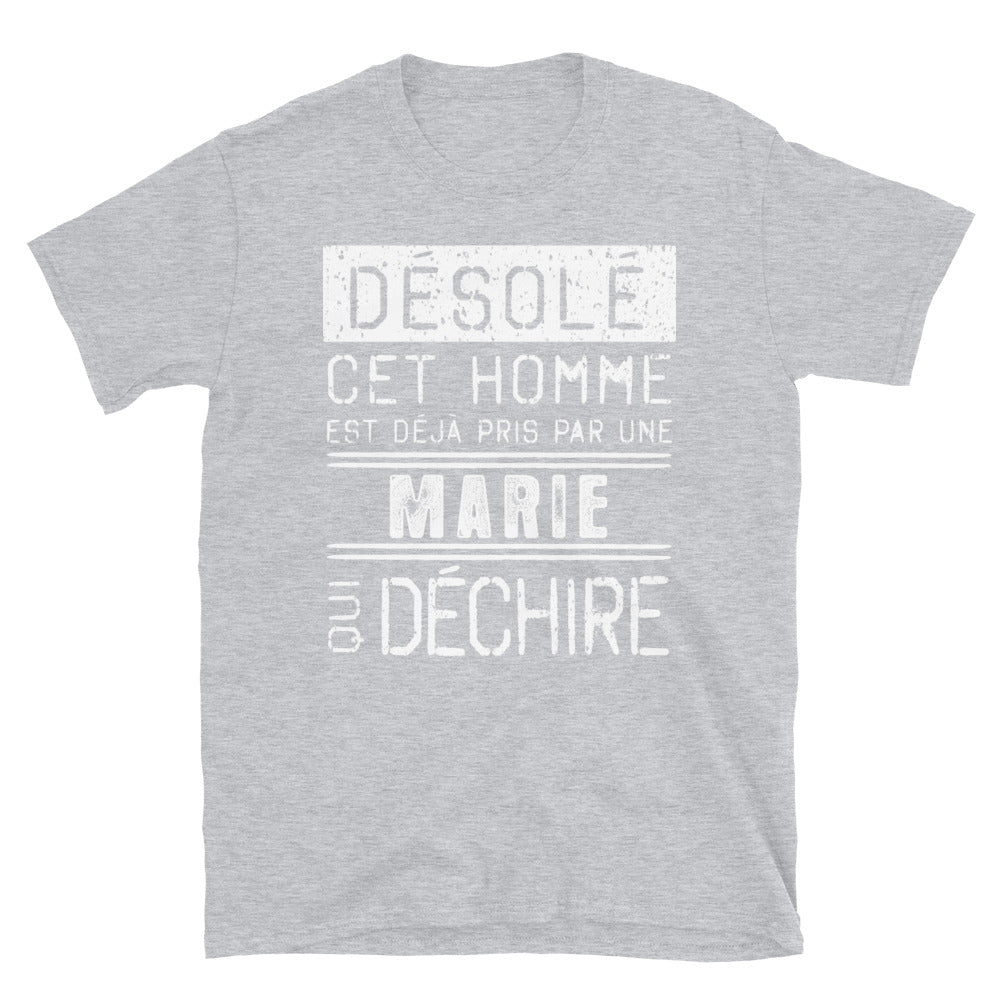 T-shirt Marie désolé bleu marine dos - Désolé ce mec est pris
