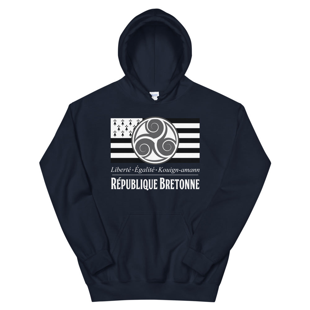 Sweat à capuche Bretagne gris foncé dos - Liberté égalité Kouign Amann