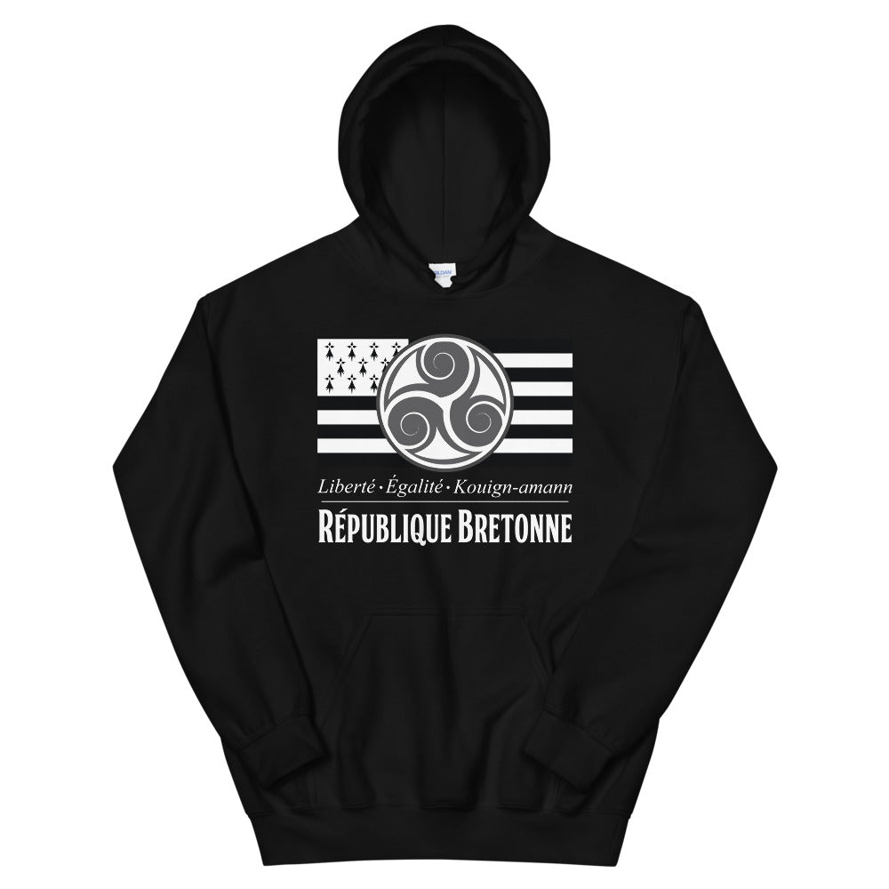 Sweat à capuche Bretagne noir dos - Liberté égalité Kouign Amann