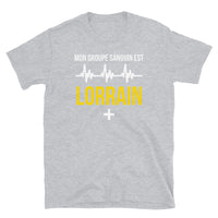Thumbnail for T-shirt Lorrain gris foncé chiné dos - Groupe sanguin humoristique