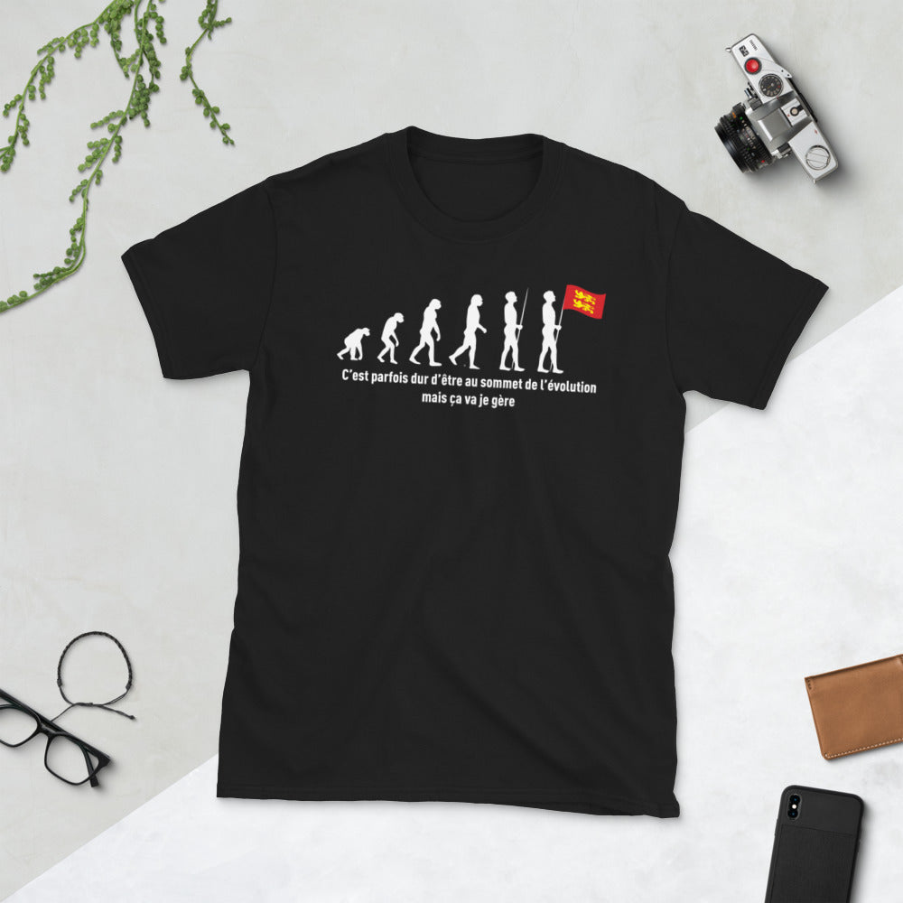 T-shirt Normandie noir dos - Évolution de l'homme humoristique